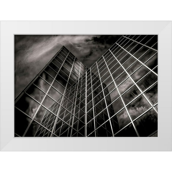 Carson, Brian 24x18 White Modern Wood Framed Museum Art Print Titled - Vertical Office Building