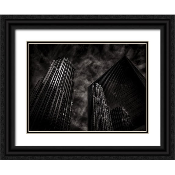 Carson, Brian 24x19 Black Ornate Wood Framed with Double Matting Museum Art Print Titled - Bay Street Toronto No 7633