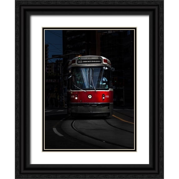 Carson, Brian 25x32 Black Ornate Wood Framed with Double Matting Museum Art Print Titled - Dundas Street Car Toronto Color