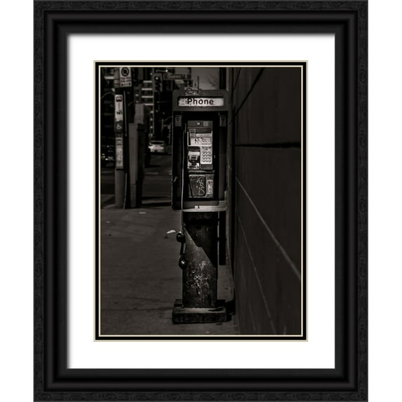 Carson, Brian 25x32 Black Ornate Wood Framed with Double Matting Museum Art Print Titled - Phone Booth No 7