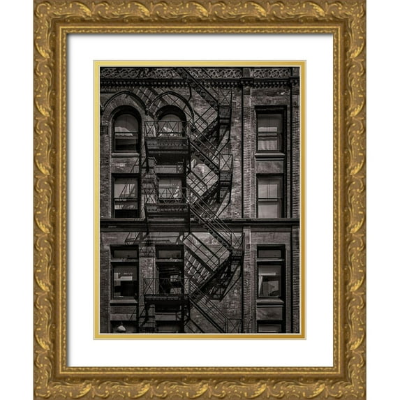 Carson, Brian 25x32 Gold Ornate Wood Framed with Double Matting Museum Art Print Titled - Gooderham Flatiron Building Toronto No 4