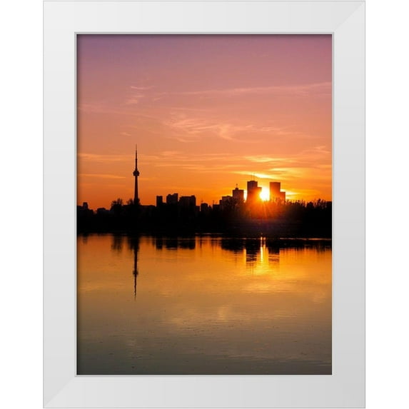 Carson, Brian 25x32 White Modern Wood Framed Museum Art Print Titled - Leslie Street Spit Toronto at Sunset