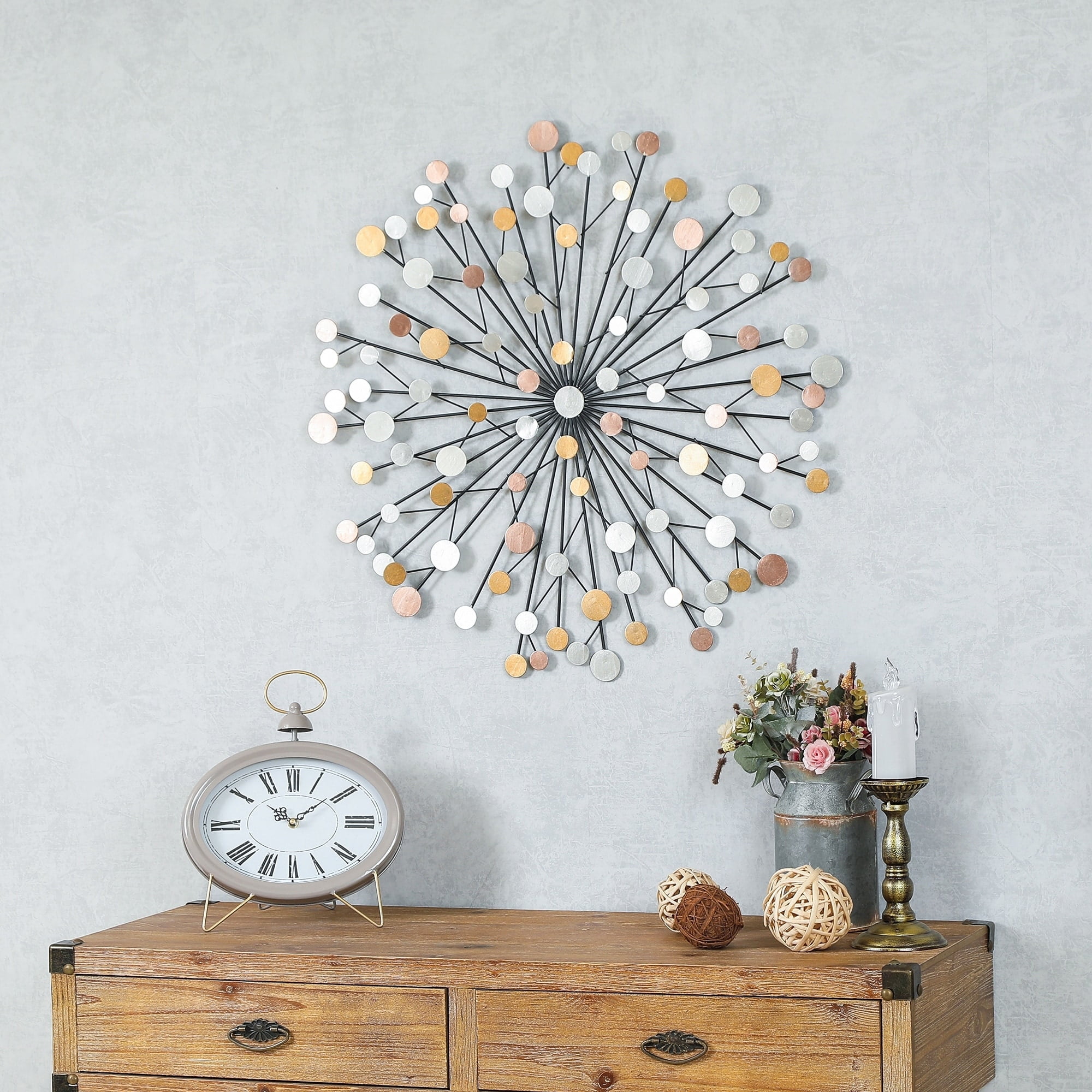 Large Black and Gold Metal Abstract Starburst Wall Sculpture