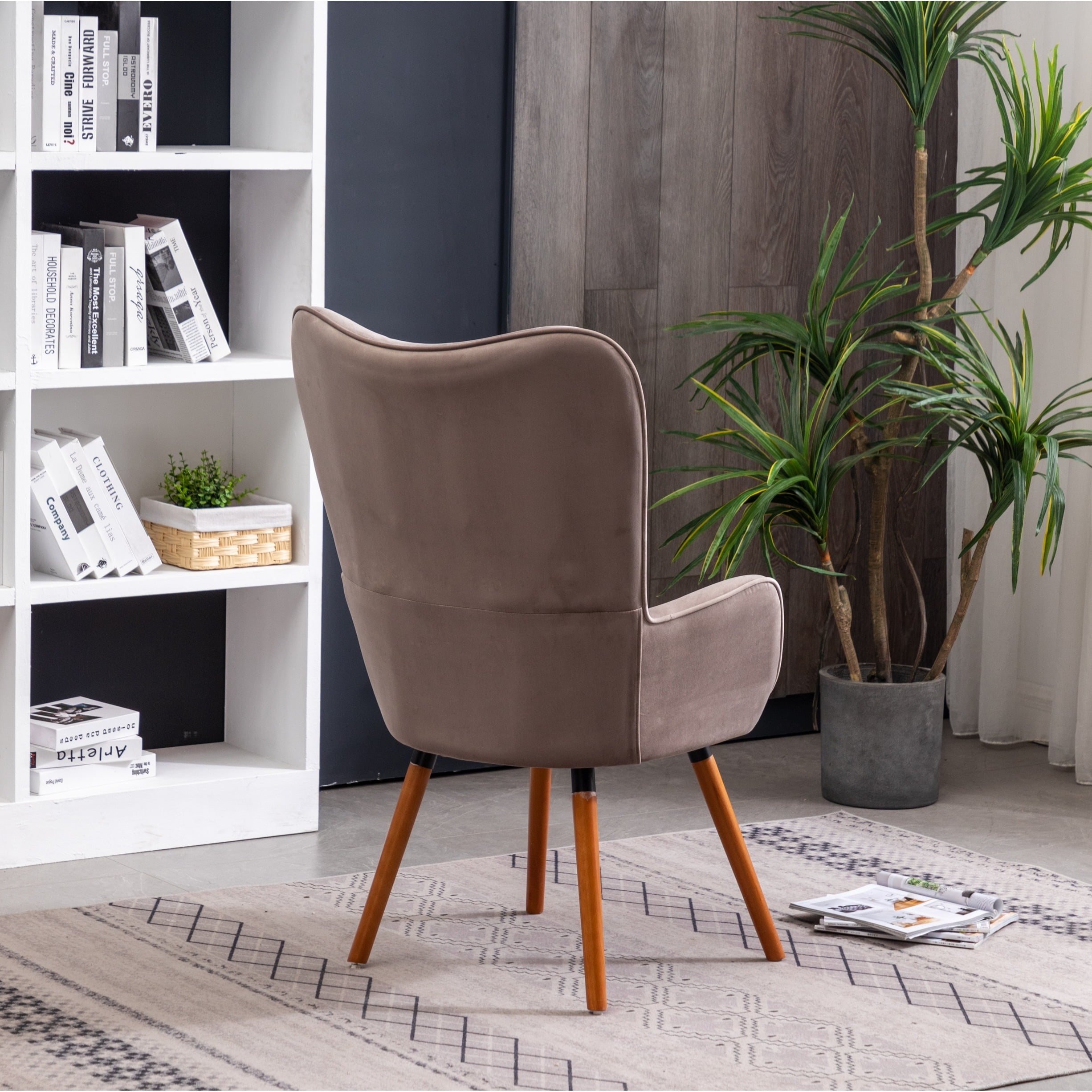 Tufted high back velvet accent chair outlet