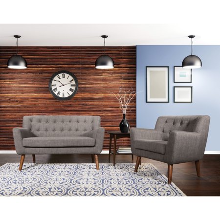 Carson Carrington Balestrand Mid-century Tufted Back Fabric Loveseat cement