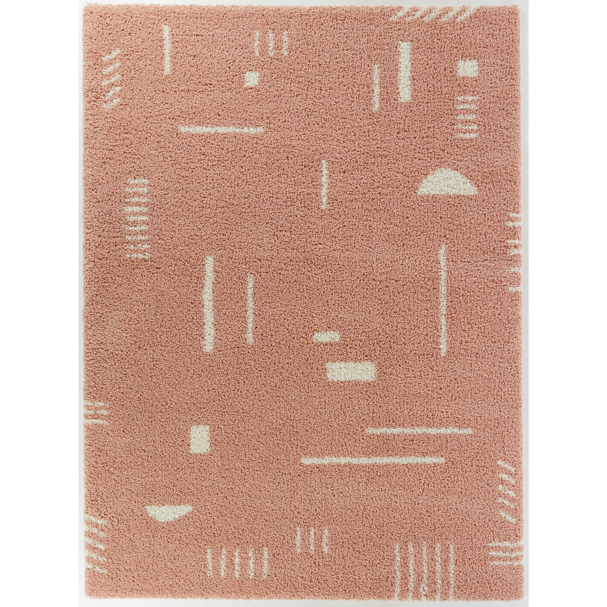 Sherpa Cozy Kids' Geometric Shag Area Rug, Pink 4' x 6'