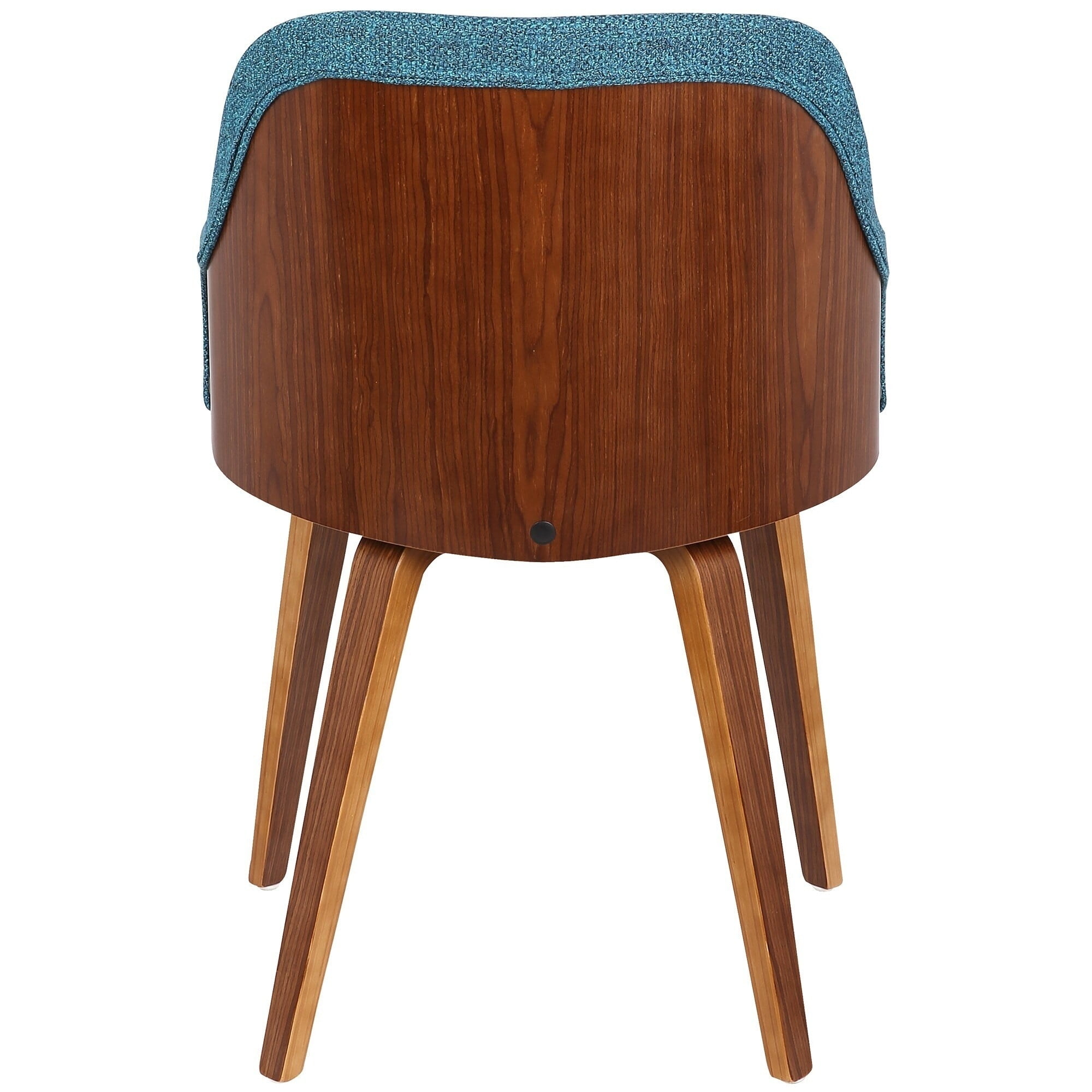 Teal Upholstered Faux Leather and Walnut Wood Dining Chair