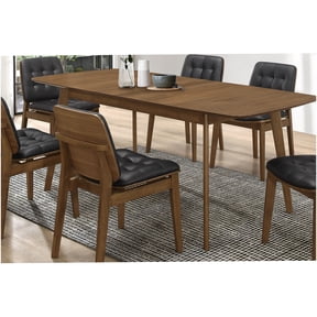 Carson Carrington Expandable Dining Table with Leaf in Natural Walnut Finish, Solid Wood & MDF Construction for 6 Seats