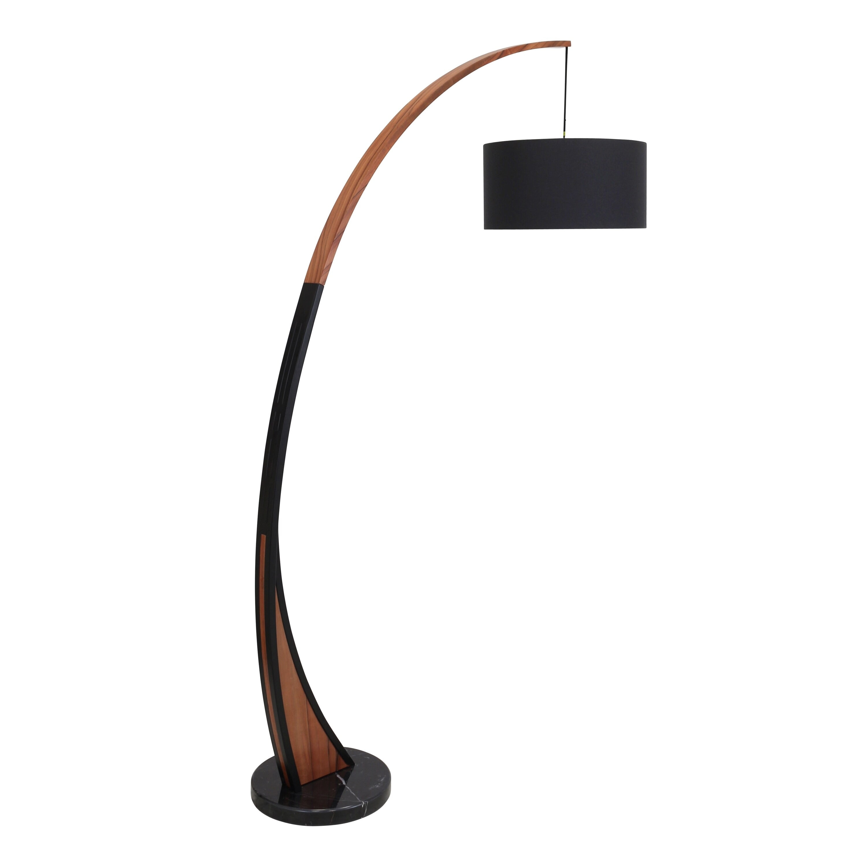 Robyn 67" Black and Walnut Arc Floor Lamp