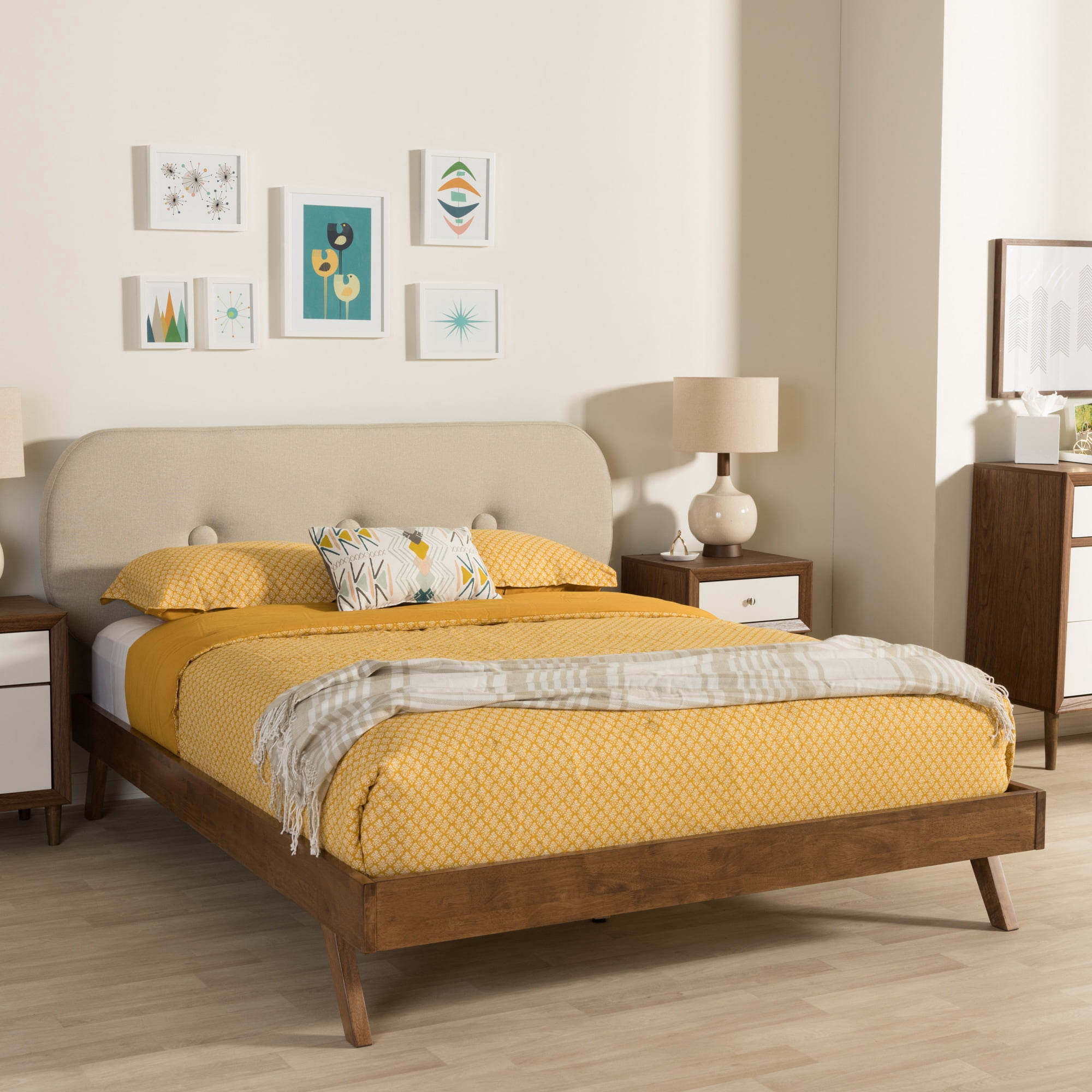 Strick & Bolton Art Mid-Century Platform Bed - Full, Queen, King Size