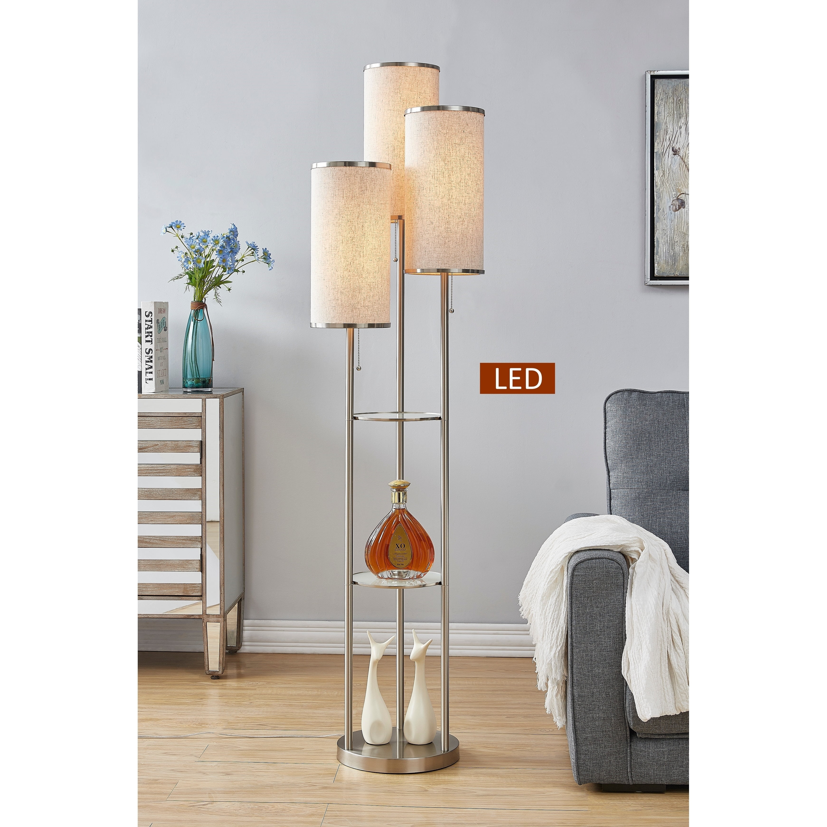 Carson Carrington Ingeback LED Tri-light Shelf Floor Lamp - NICKEL