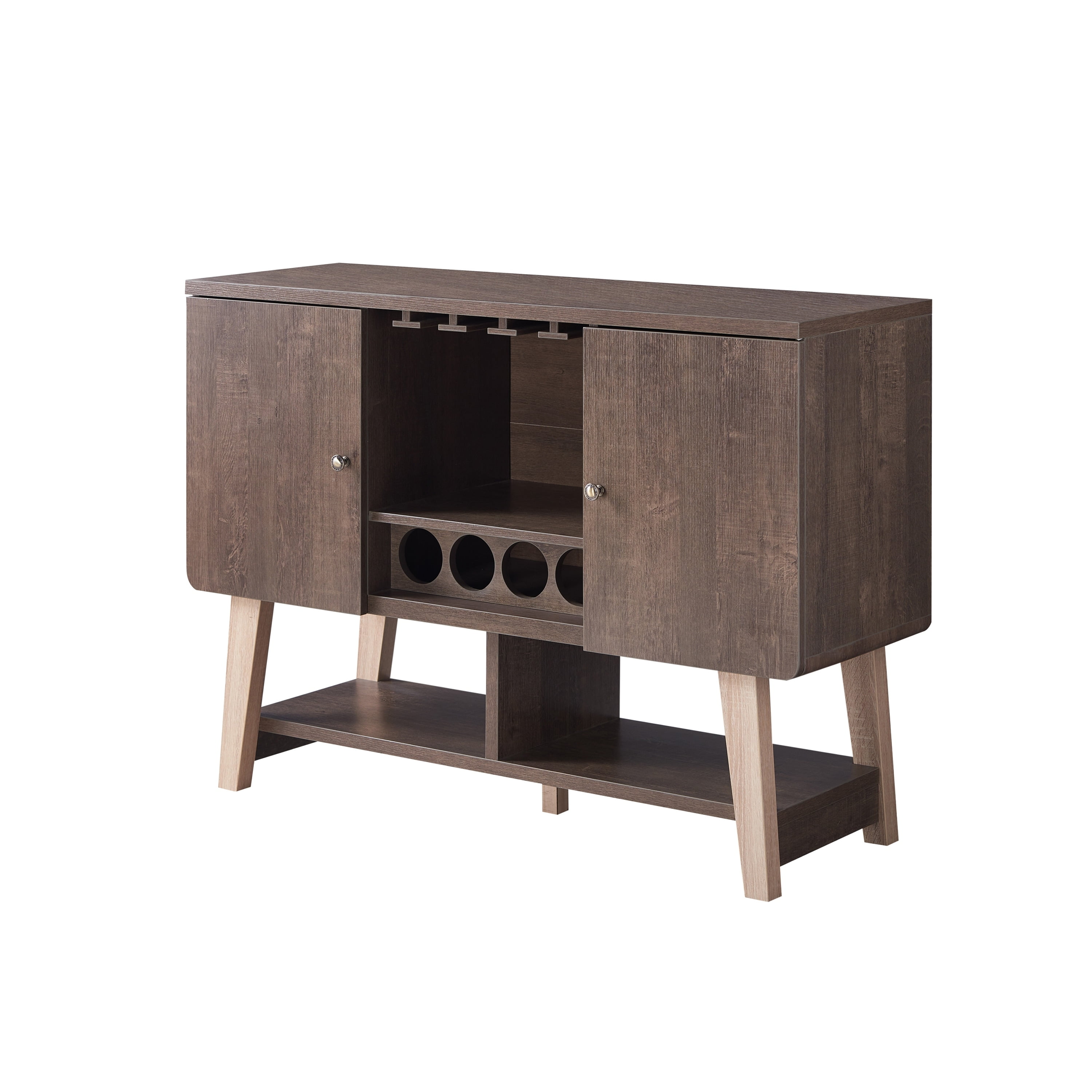 Walnut Oak Mid-Century Modern Buffet Server with Storage