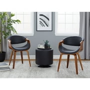 Carson Carrington Kanteborg Faux Leather/Wood Dining Chair Black/Walnut Wood Walnut Finish