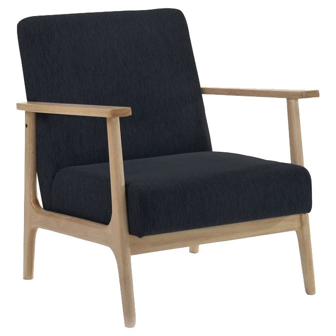 Modern Black Fabric and Natural Oak Accent Chair