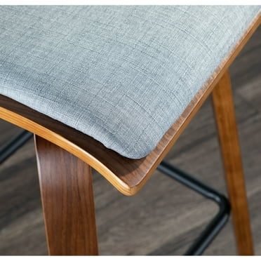 Carson Carrington  Sala 26" Counter Stools with Bent Wood Legs & Black Square Footrest (Set of 2) Standard Grey Fabric Polyester, Wood Footrest,