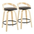 thumbnail image 1 of Carson Carrington  Stavanger 26" Fixed-Height Counter Stool with Bent Wood Legs & Round Footrest (Set of 2) Brown PU/Natural Wood/Black Metal, 1 of 4