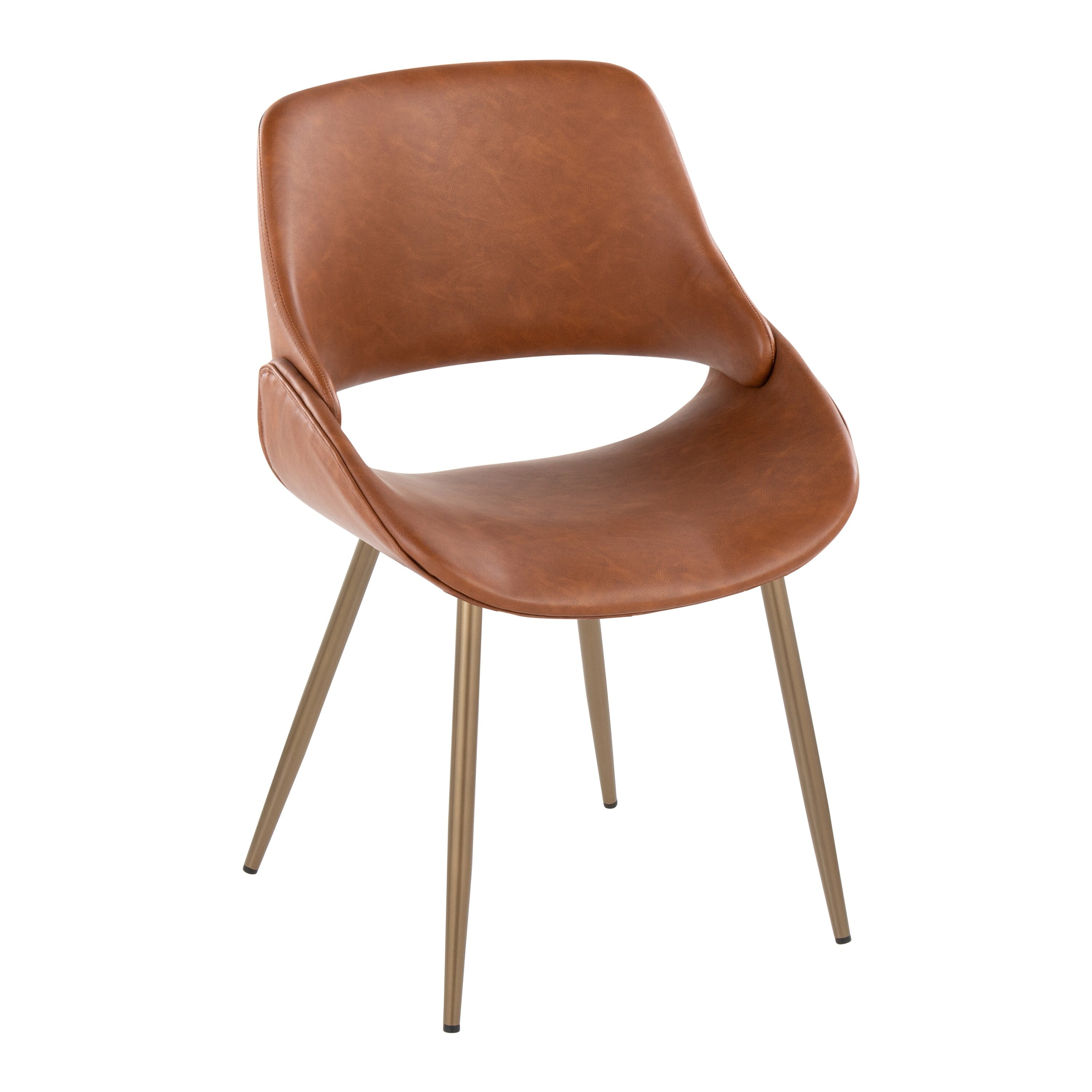 Camel Faux Leather Upholstered Dining Chairs with Metal Legs