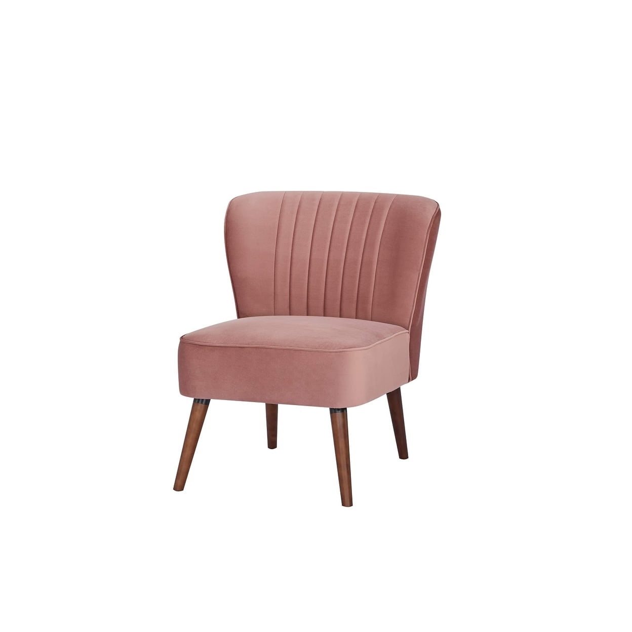 Laguna Blush Velvet Armless Slipper Chair with Birch Wood Legs