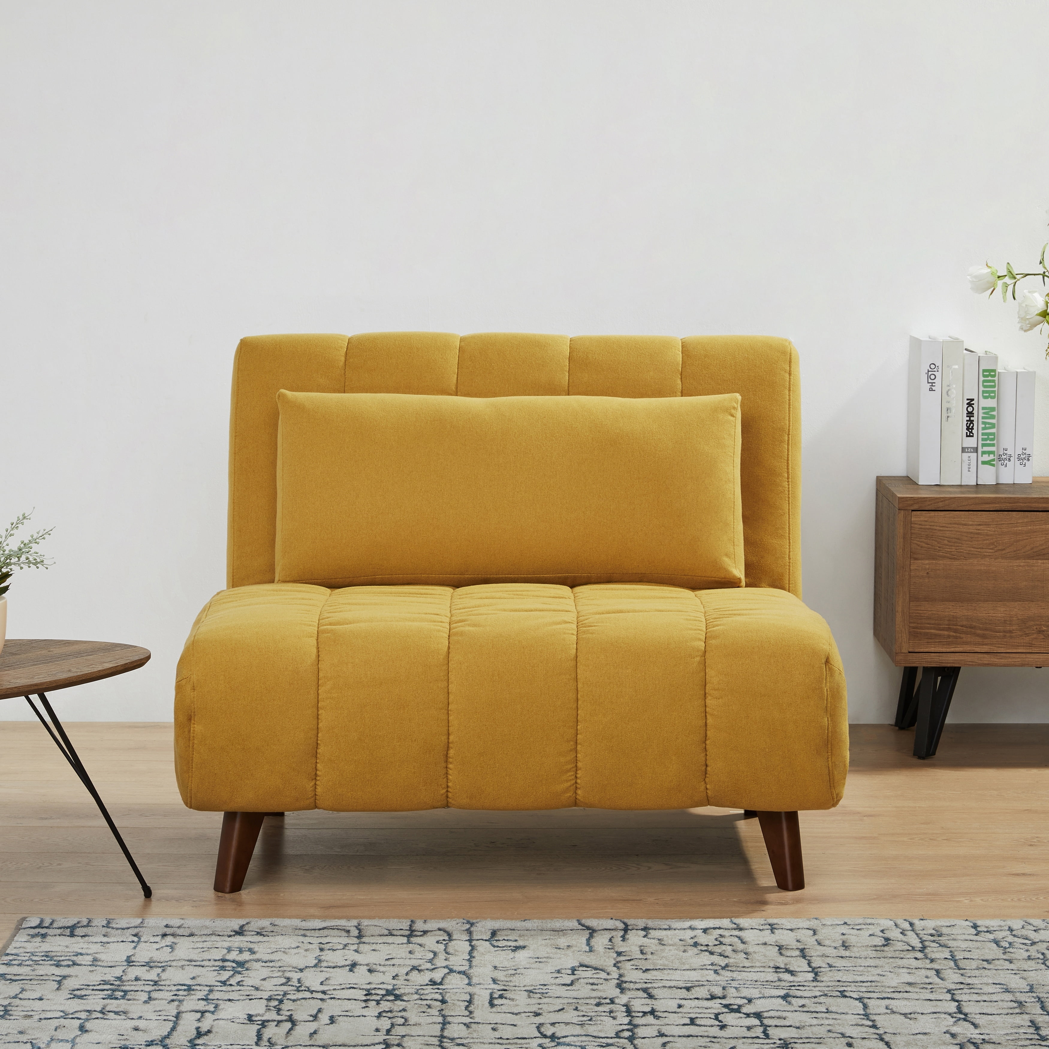 Carson Carrington Taghusa Convertible Chair Mustard Modern Contemporary