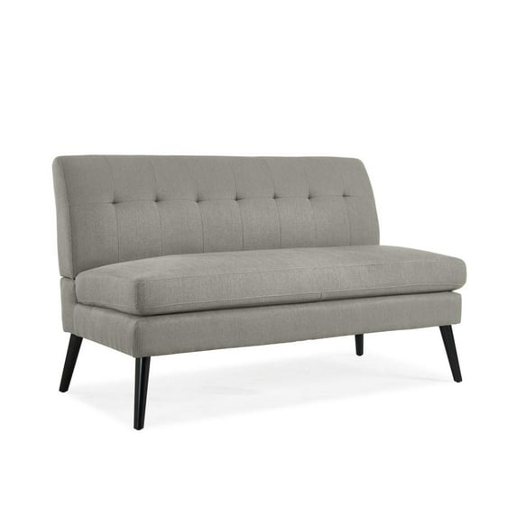 HL Home Furnishings Armless Loveseat in Dove Grey Linen with Espresso Legs