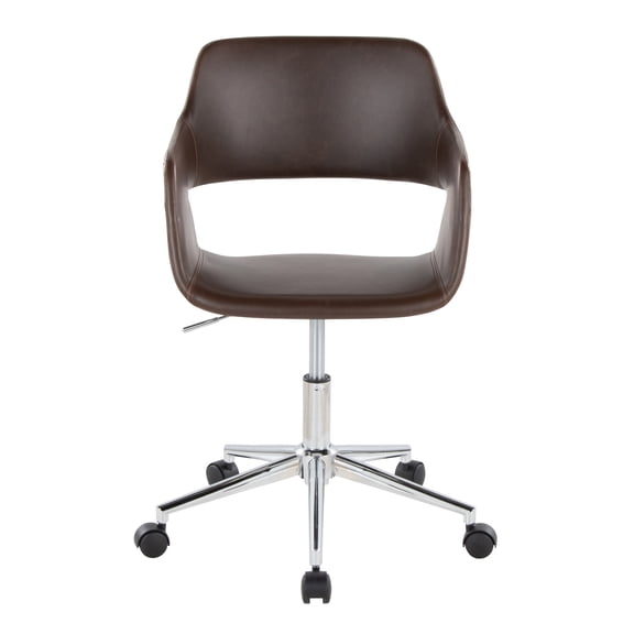 Carson Carrington Vallen Adjustable Task Chair with 5-Star Base Espresso Faux Leather/Chrome Metal