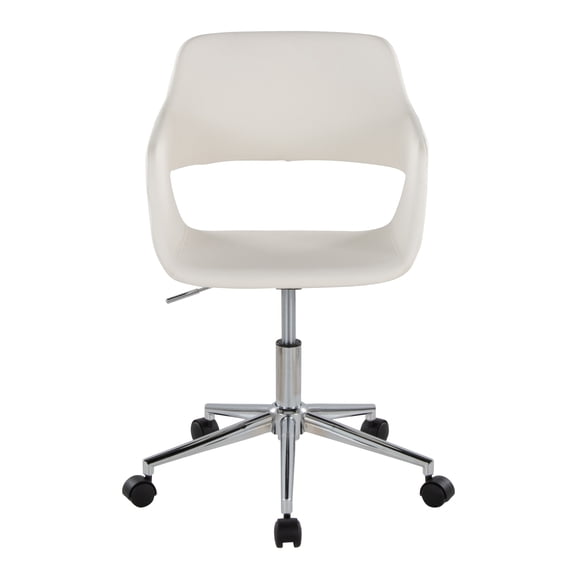 Carson Carrington Vallen Adjustable Task Chair with 5-Star Base White Faux Leather/Chrome Metal