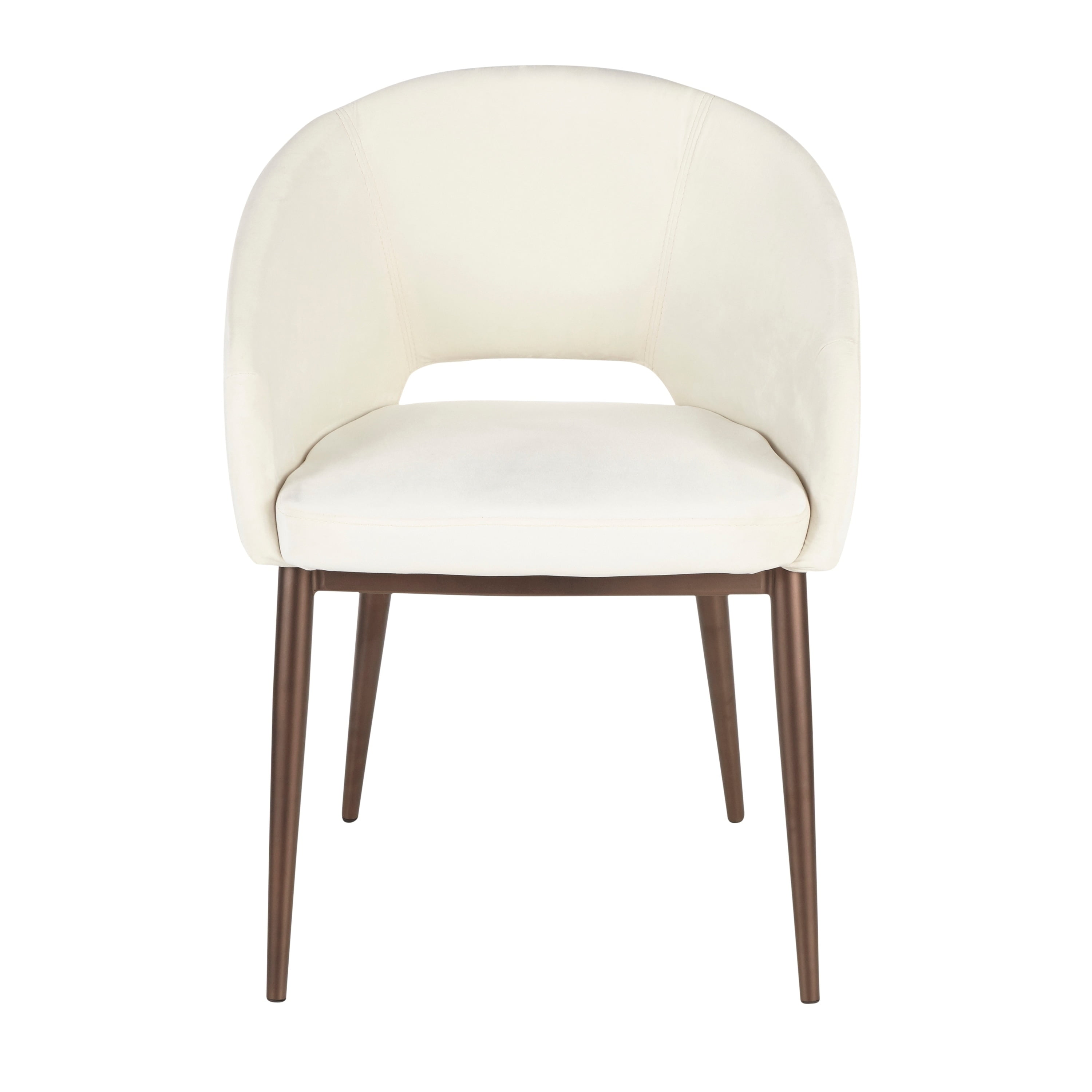 Cream Faux Leather Upholstered Side Chair with Metal Legs