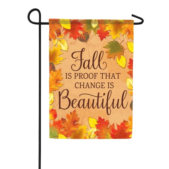 Carson Change is Beautiful Garden Flag, 12.5 x 18 inch Double Sided, Inspirational Fall Autumn Banner, Maple Leaves Seasonal Decor, Harvest Thanksgiving Outdoor Yard Decoration