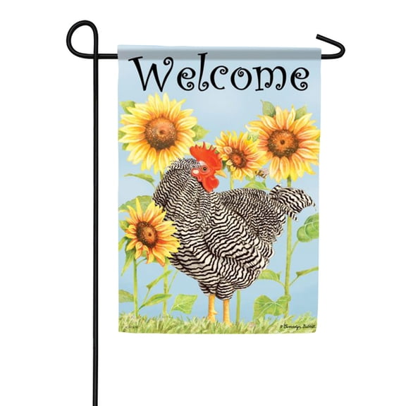 Carson Chicken Sunflowers Garden Flag, 12.5 x 18 inch Double Sided, Farm Rooster Flower Banner, Spring Summer Seasonal Outdoor Decor, Country Nature Yard Decoration