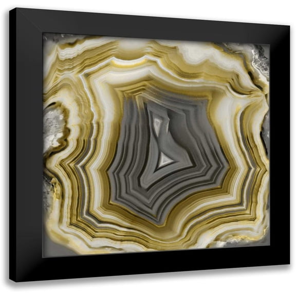 Carson, Danielle 12x12 Black Modern Framed Museum Art Print Titled - Agate in Gold and Grey