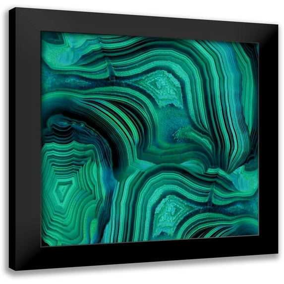 Carson, Danielle 12x12 Black Modern Framed Museum Art Print Titled - Malachite in Green and Blue