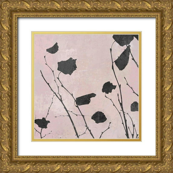 Carson, Danielle 12x12 Gold Ornate Wood Framed with Double Matting Museum Art Print Titled - Nature Silhouette on Blush I