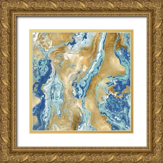 Carson, Danielle 15x15 Gold Ornate Wood Framed with Double Matting Museum Art Print Titled - Onyx Aqua