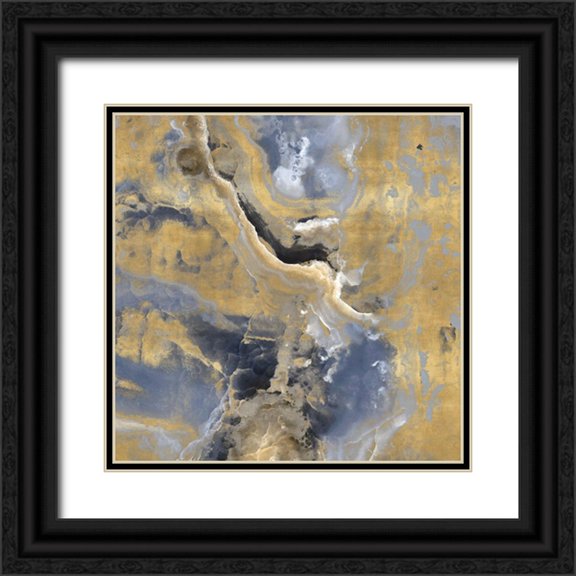 Carson, Danielle 20x20 Black Ornate Wood Framed with Double Matting Museum Art Print Titled - Stone with Gold and Gray I