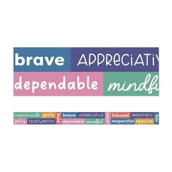 Carson-Dellosa 108520 12-Piece 3 in. x 3 ft. Motivational: Positive Words Straight Borders - Multicolor