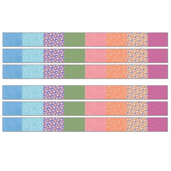 Carson Dellosa Education Crafty and Cool Patchwork Straight Bulletin Board Borders, 36 Feet Per Pack, 6 Packs