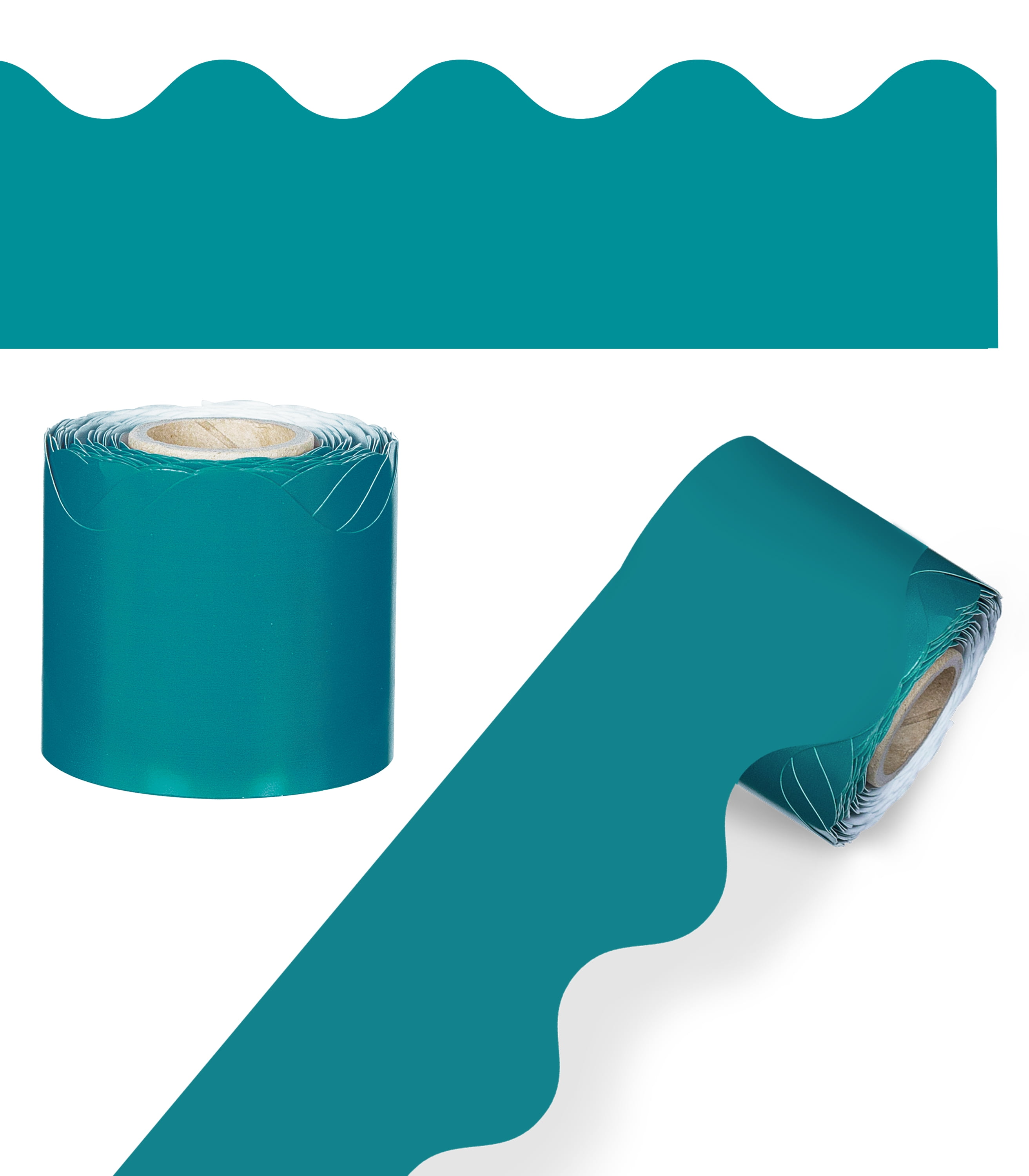 Carson Dellosa 36' Teal Rolled Scalloped Bulletin Board Borders (1 roll ...