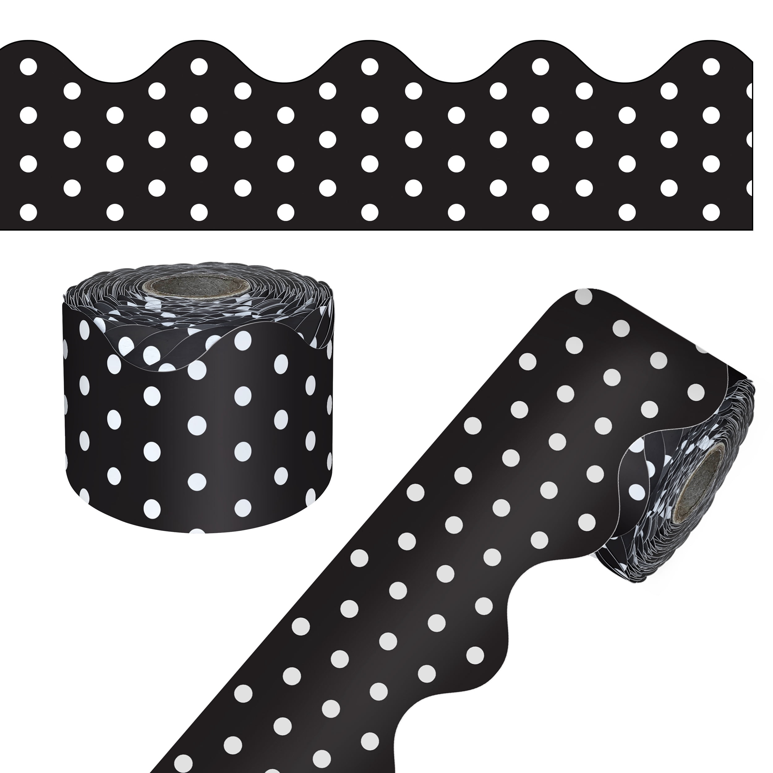 Carson Dellosa 65' Black with White Polka Dots Bulletin Board Borders ...