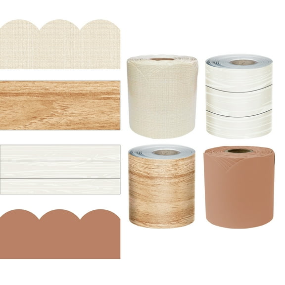 Carson Dellosa 65' Boho Neutral 4 Pack Rolled Bulletin Board Border Set (4 rolled borders)