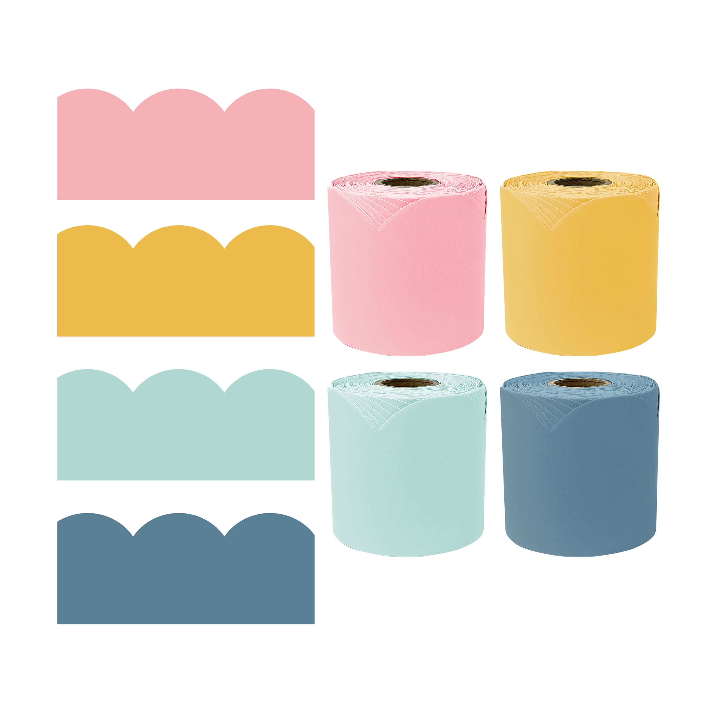 Colorful Scalloped Bulletin Board Border Set, 65ft Rolls