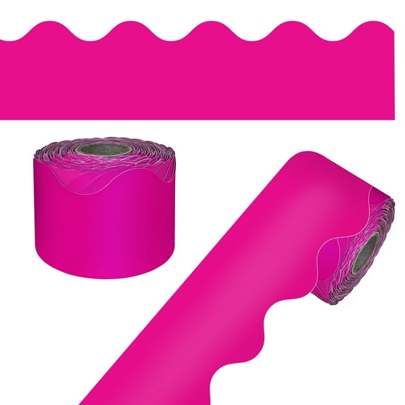 Carson Dellosa 65' Hot Pink Rolled Scalloped Bulletin Board Borders (1 roll)