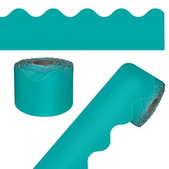 Carson Dellosa 65' Teal Rolled Scalloped Bulletin Board Borders (1 roll)