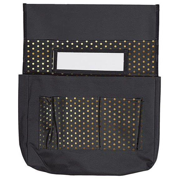 Carson Dellosa – Black & Gold Polka Dots Chairback Buddy️, Pocket Chart Storage, PreK– Grade 8, Ages 4–14