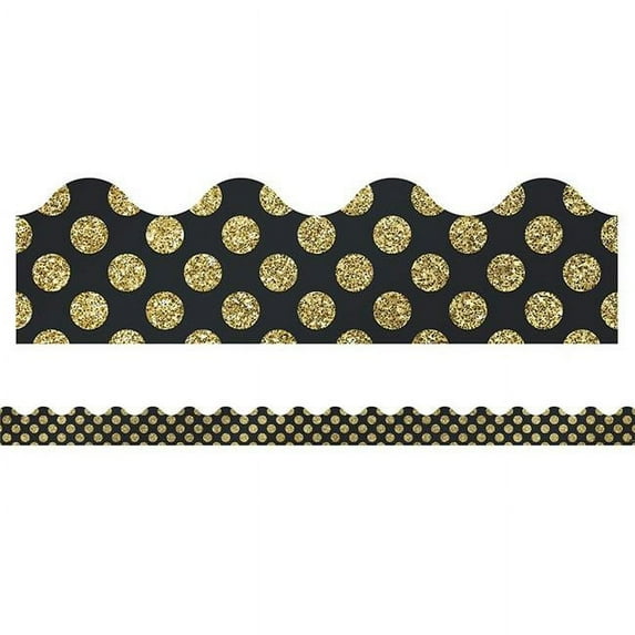Carson Dellosa CD-108317-6 Gold Glitter Dots Scalloped Borders - Pack of 6