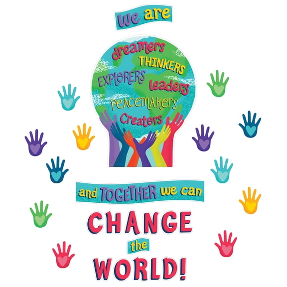 Carson Dellosa Education One World Together We Can Change the World Bulletin Board Set, 47 Pieces