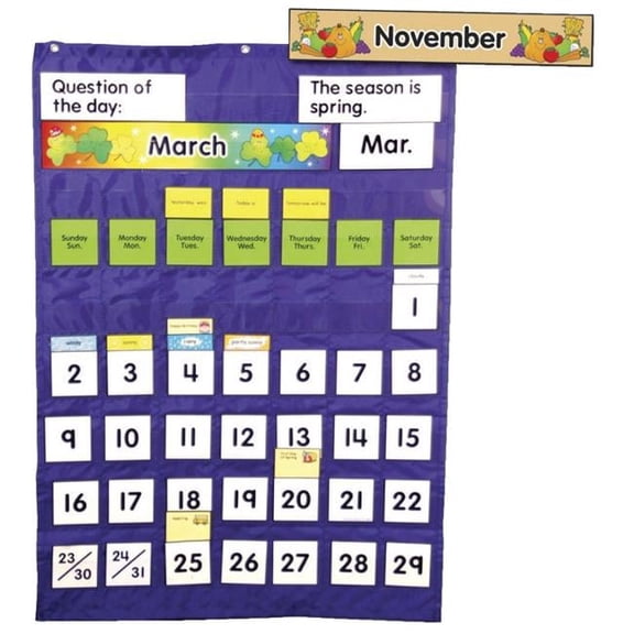 Carson Dellosa Calendar And Weather Complete Pocket Chart, 26 x 37.25 In.