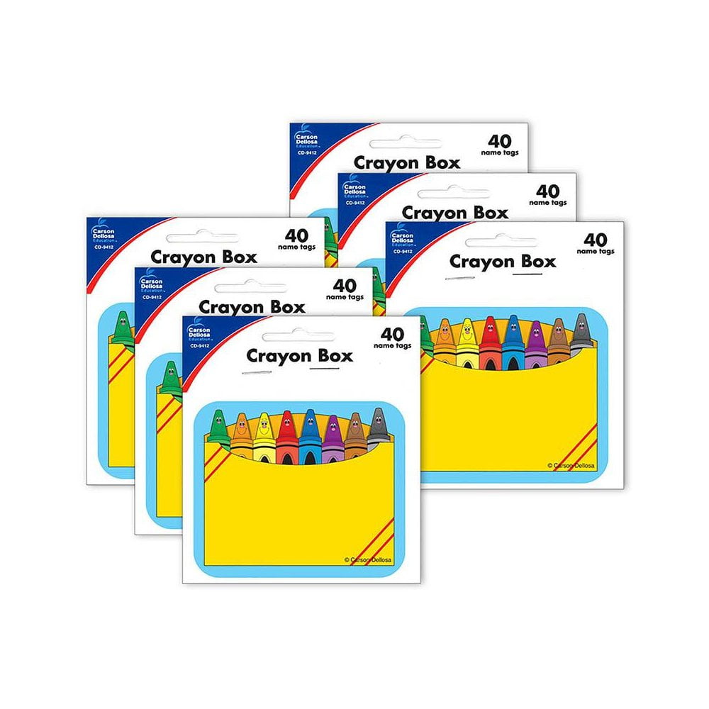 Carson Dellosa Education Crayon Box Name Tags, 40 Per Pack, 6 Packs