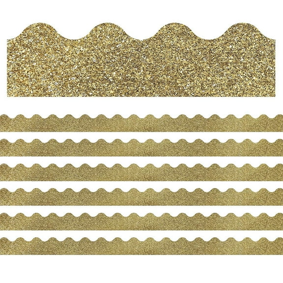 Carson-Dellosa Carson Dellosa Education Sparkle + Shine Scalloped Border 2.25" x 234' Gold Glitter