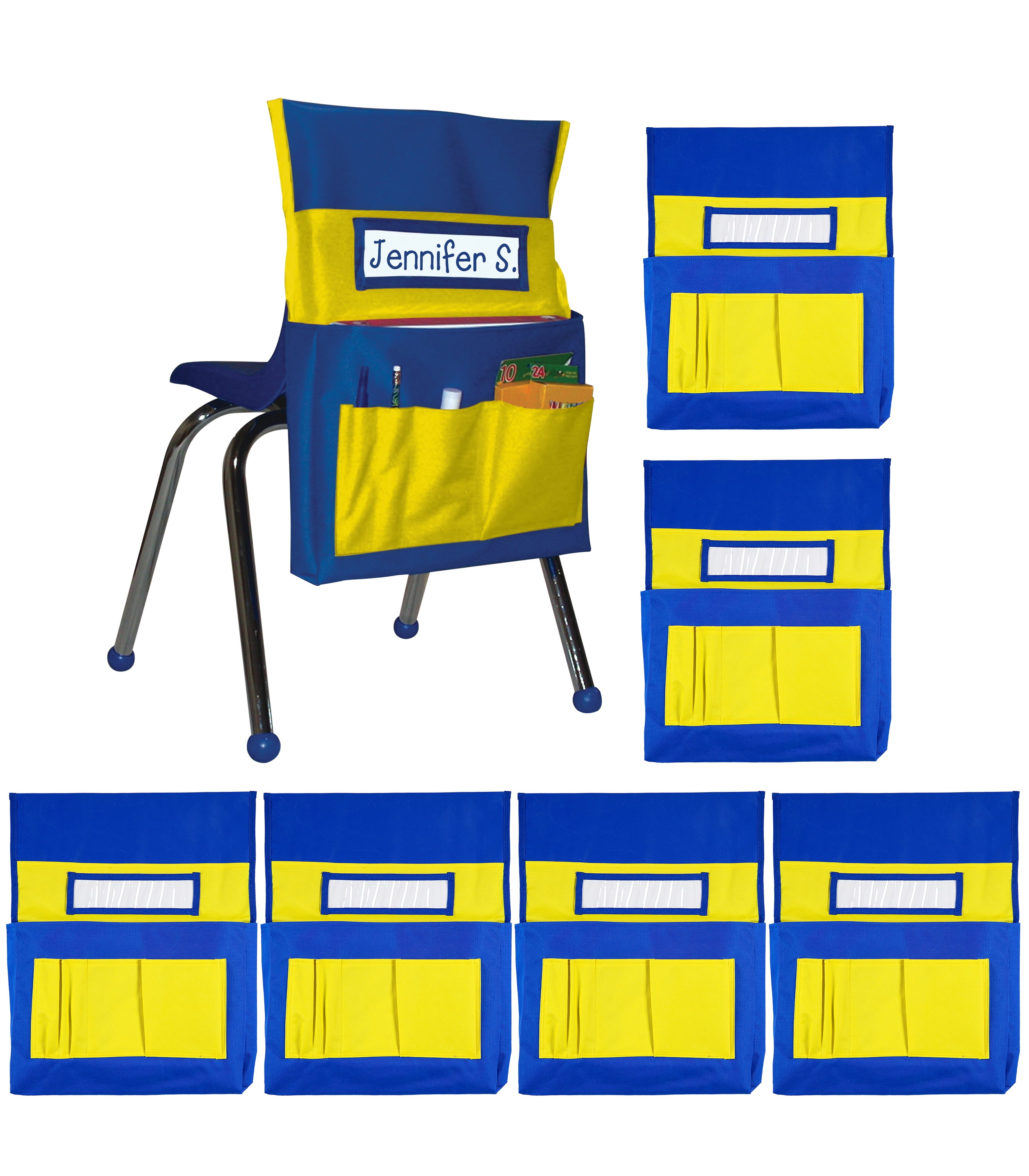 Carson Dellosa Chairback Buddy™ Blue and Yellow 6 Pack Pocket Chart ...