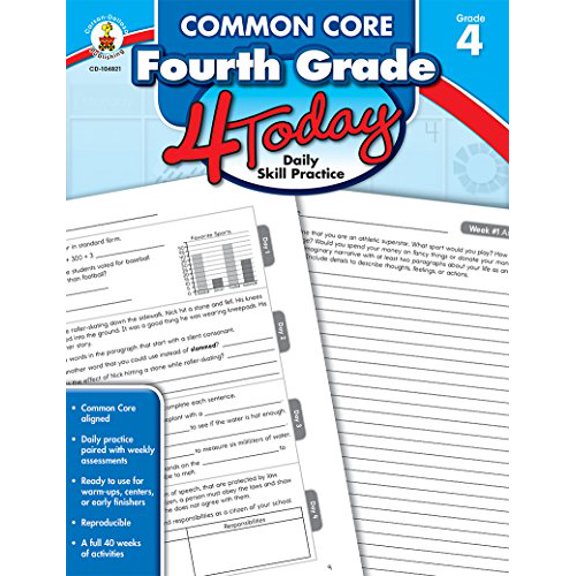 Pre-Owned Carson Dellosa Common Core Fourth Grade 4 Today Workbook Volume 1 Common Core 4 Today Paperback
